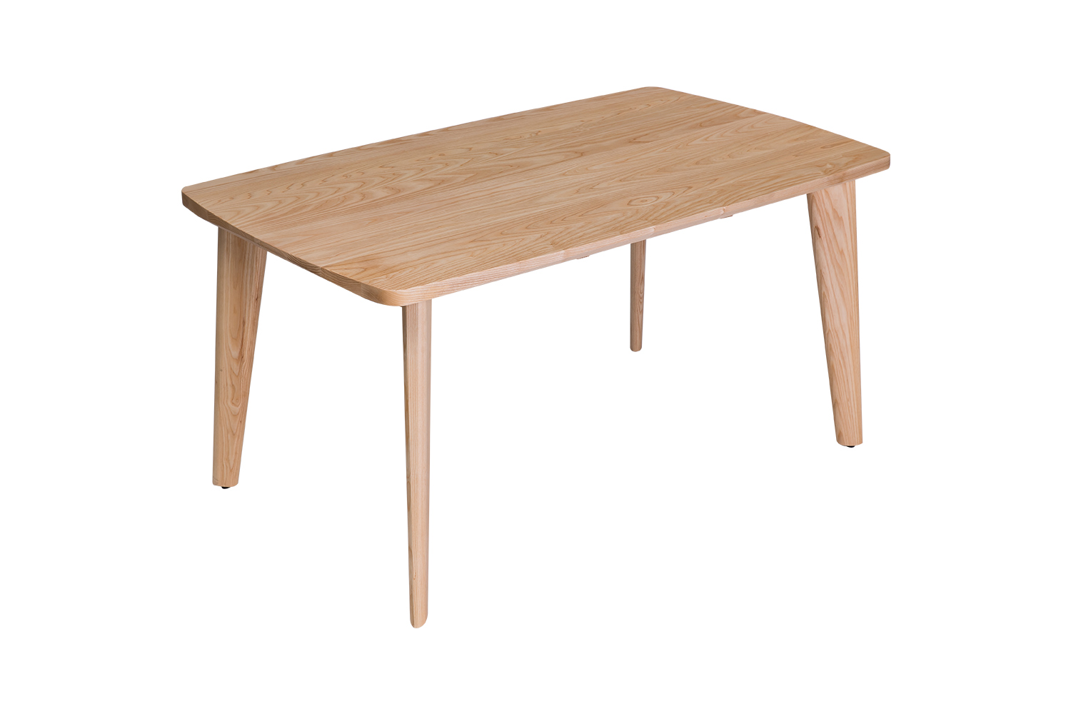 弧面四邊斜角造型實木餐桌側面
