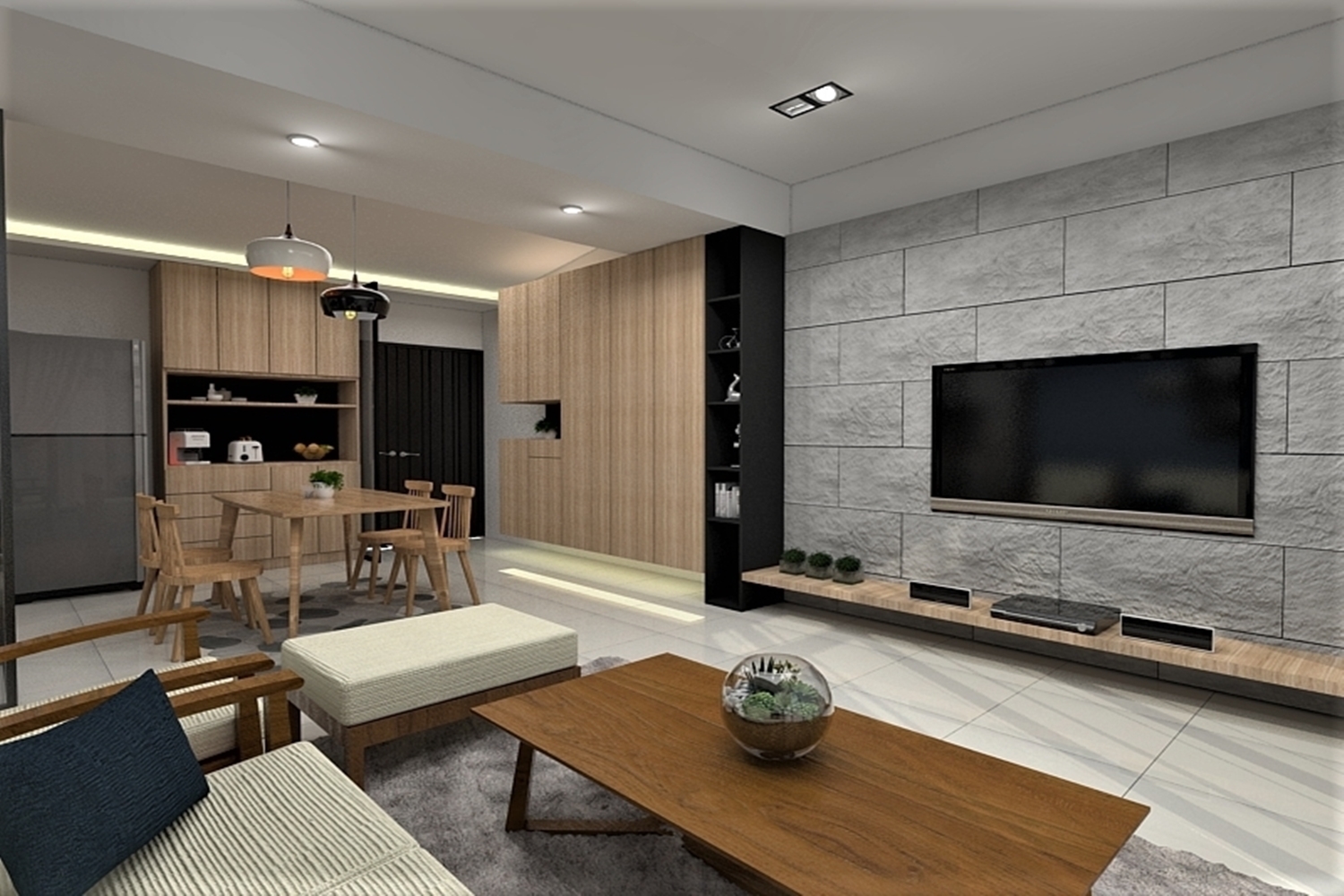 客廳室內設計3D彩圖|室內設計案例-優渥實木