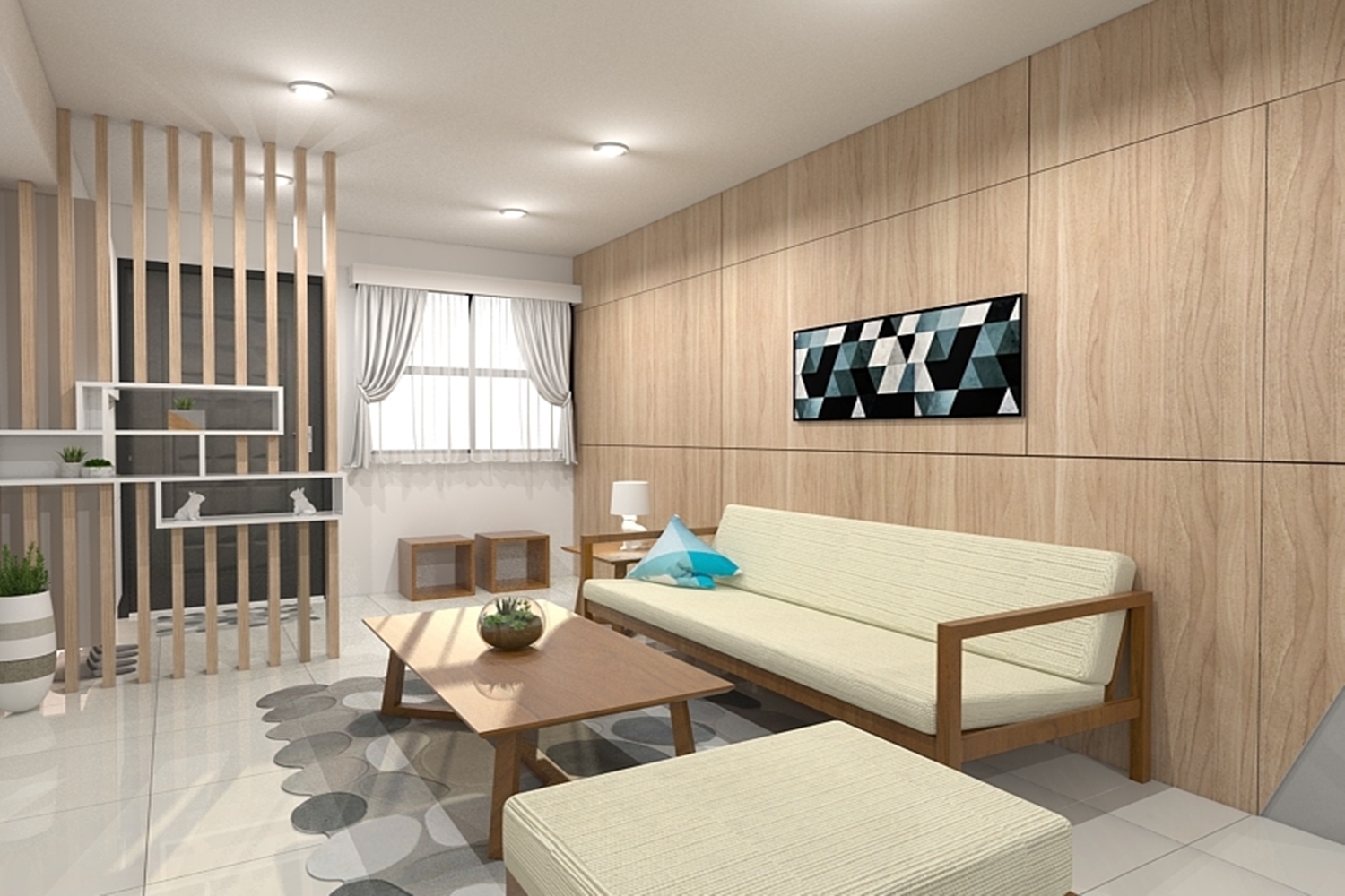 客廳室內設計3D彩圖|室內設計案例-優渥實木