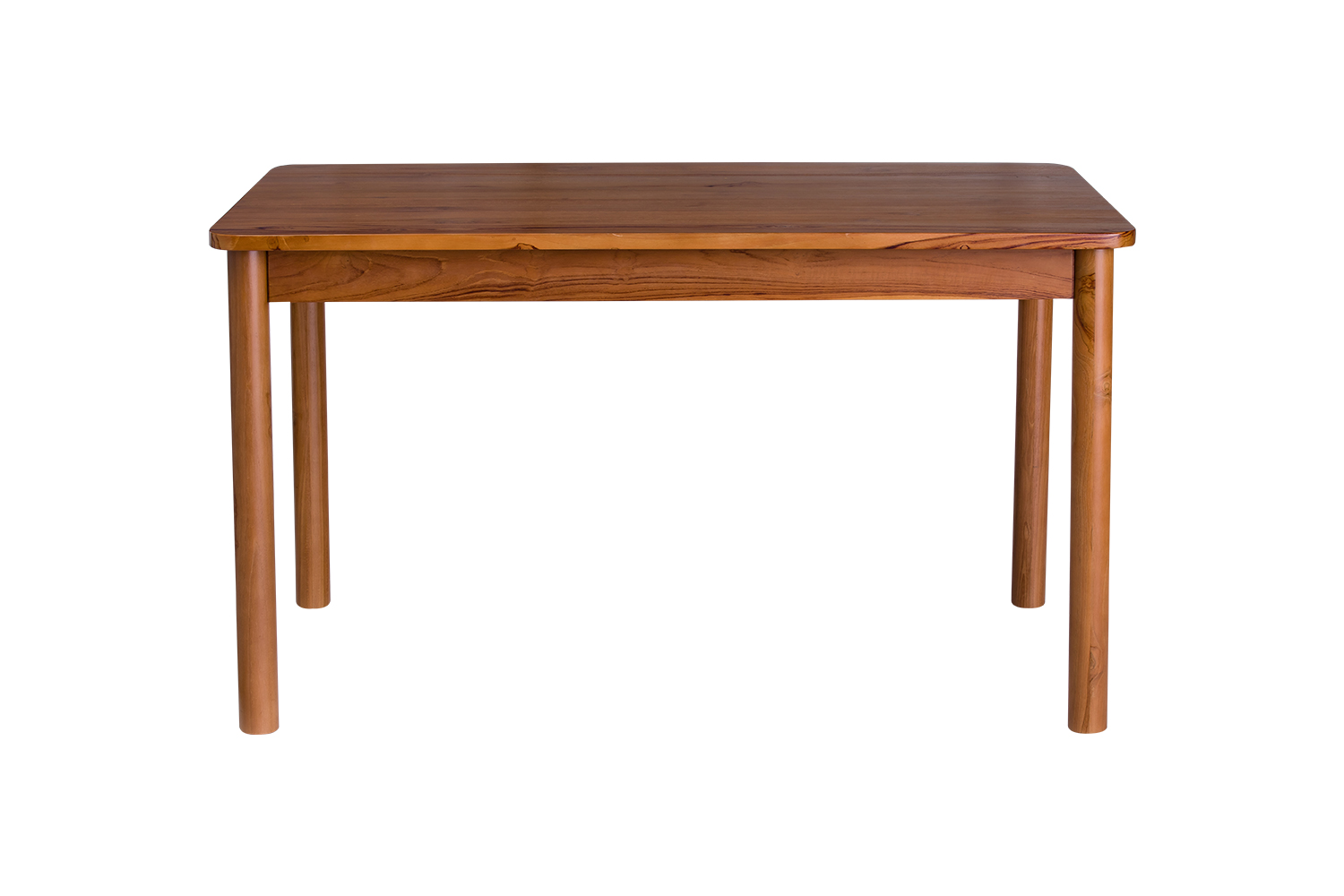 圓弧邊造型實木餐桌 柚木色-133cm正面