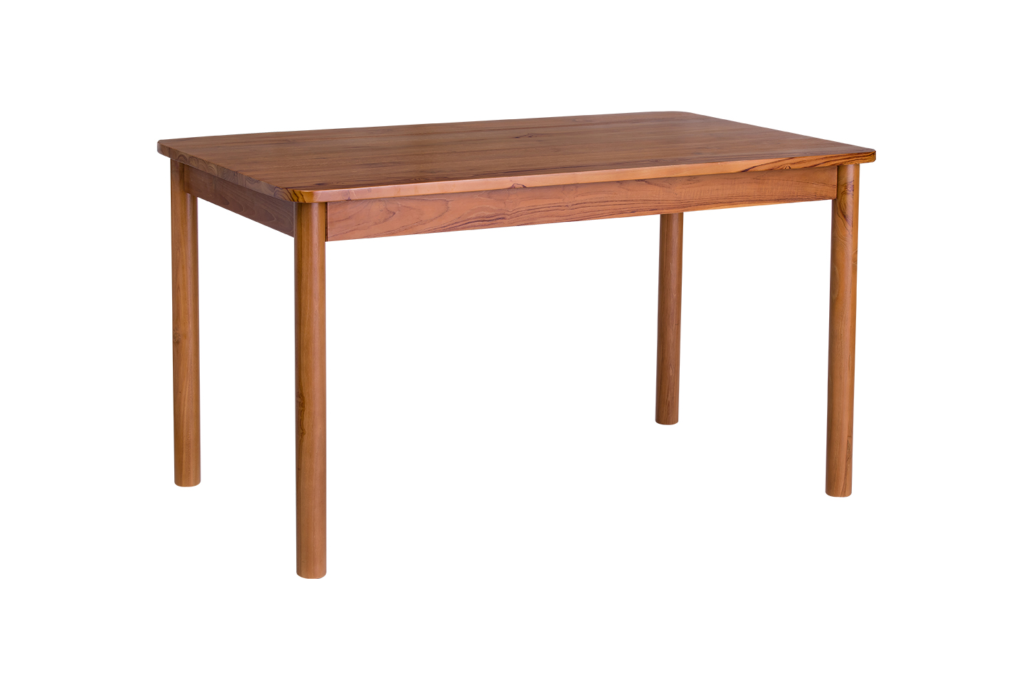 圓弧邊造型實木餐桌 柚木色-133cm側面